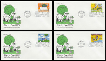 2951 - 2954 / 32c Earth Day : Kids Care Set of 4 Artmaster 1995 First Day Covers
