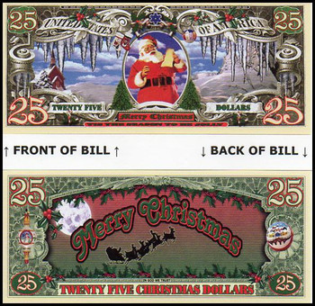 Santa Icicles Merry Christmas Novelty Commemorative Dollar Bill
