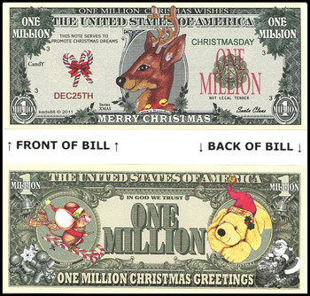 Reindeer : Merry Christmas Novelty Commemorative Dollar Bill