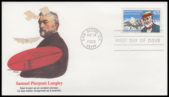C118 / 45c Samuel P. Langley : Aviation Pioneers Series Airmail 1988 Fleetwood First Day Cover