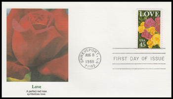 2379 / 45c Roses Love : Love Stamp Series 1988 Fleetwood First Day Cover