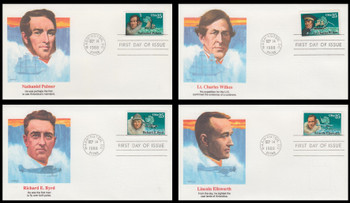 2386 - 2389 / 25c Antarctic Explorers Set of 4 Fleetwood 1988 First Day Covers