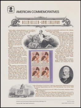 1824 / 15c Helen Keller 1980 USPS American Commemorative Panel #127 (SOME TONING ON BACKSIDE)