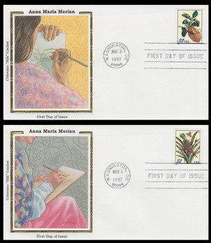 3126 - 3127 / 32c Merian Botanical Prints Set of 2 Colorano Silk 1997 First Day Cover