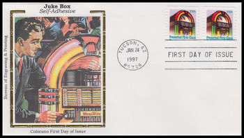 2912b / 25c Non-Denominated Juke Box Coil 1997 Colorano Silk First Day Cover