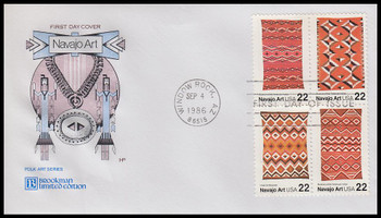 2238a / 22c Navajo Indian Art Block 1986 Brookman Limited Edition House of Farnam FDC