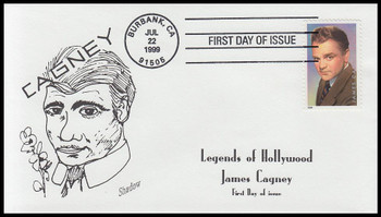 3329 / 33c James Cagney : Legends of Hollywood 1999 Shadow Cachet By Faircloth First Day Cover