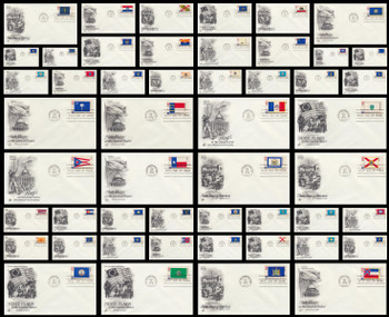 1633 - 1682 / 13c Bicentennial State Flags Set of 50 Artcraft 1976 FDCs