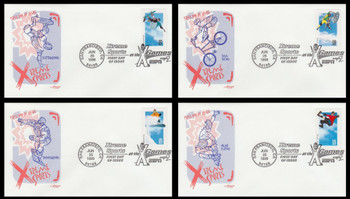 3321 - 3324 / 33c Xtreme Sports : XGames Set of 4 Artmaster 1999 First Day Covers