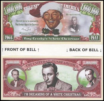 Bing Crosby : White Christmas Million Dollar Novelty Commemorative Bill