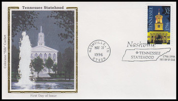 3071 / 32c Tennessee Statehood Bklt 1996 Colorano Silk First Day Cover