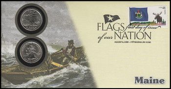 4295 / 42c Flags Of Our Nation : Maine State Quarter Coin Fleetwood 2010 First Day Cover