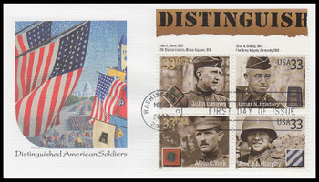 3396a / 33c Distinguished American Soldiers with Tabs Se-Tenant Block Fleetwood 2000 FDC #1