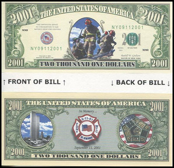 Honoring 9 / 11 NYFD Fire Fighters Novelty Commemorative Dollar Bill