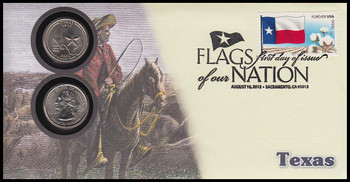4323 / 42c Flags Of Our Nation : Texas State Quarter Coin Fleetwood 2012 First Day Cover