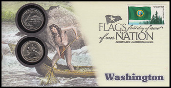 4328 / 42c Flags Of Our Nation : Washington State Quarter Coin Fleetwood 2012 First Day Cover