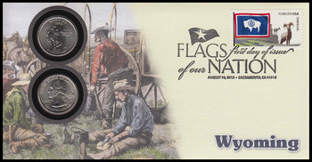 4331 / 42c Flags Of Our Nation : Wyoming State Quarter Coin Fleetwood 2012 First Day Cover