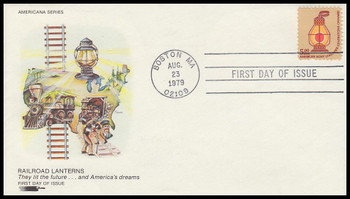 1612 / $5 Railroad Lantern 1979 Softones First Day Cover