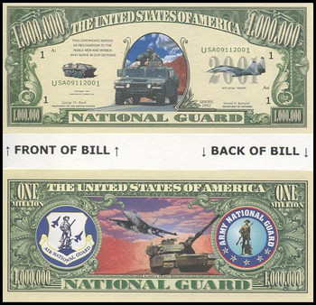 National Guard Million Dollar Novelty Commemorative Bill