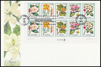 3197a / 32c Flowering Trees Se-Tenant Plate Block Oversized Large Format Fleetwood 1998 FDC