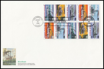 3095a / 32c Riverboats Se-Tenant Block Oversized Large Format Fleetwood 1996 FDC Variation #2