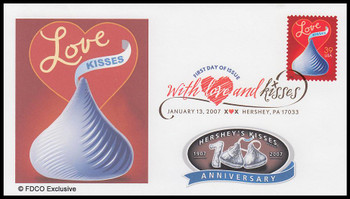 4122 / 42c Hershey's Kiss : Love Series Digital Color Postmark 2007 FDCO Exclusive FDC #2