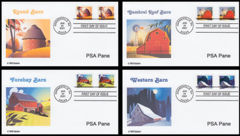 5546 - 5549 / 36c Barns Set of 4 FDCO Exclusive 2021 First Day Covers