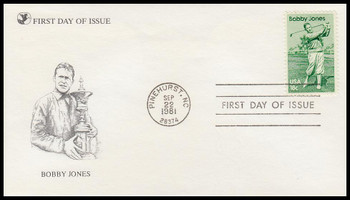 1933 / 18c Bobby Jones : Golfer 1981 Reader's Digest FDC