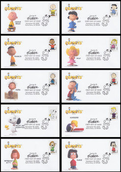 5726a - j / 60c Charles Schulz : Peanuts Set of 10 FDCO Exclusive 2022 First Day Covers