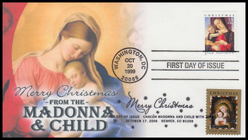 3355 & 4100 / 33c & 39c Madonna & Child Dual Issue 1999 & 2006 Therome Cachets FDC #7 of 10