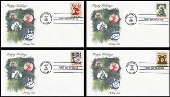 4207b - 4210b / 41c Holiday Knits Pane Issue Set of 4 Edken 2007 First Day Covers