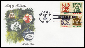 4214a / 41c Holiday Knits Vending Booklet Se-Tenant Block 2007 Edken First Day Cover