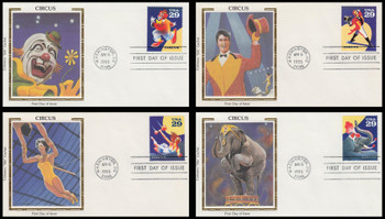 2750 - 2753 / 29c Circus Set of 4 Colorano Silk 1993 First Day Covers