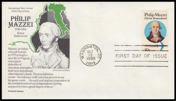 C98 / 40c Philip Mazzei : Airmail Gill Craft 1980 Aristocrat Cachets First Day Cover