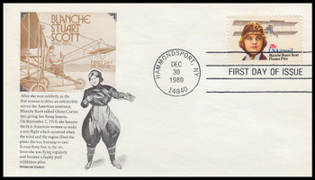C99 / 28c Blanche Stuart Scott : Airmail Gill Craft 1980 Aristocrat Cachets First Day Cover
