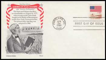 1890 / 18c Flag Over Field 1981 Aristocrat Cachets First Day Cover