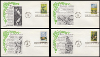 1921 - 1924 / 18c Preservation of Wildlife Habitat Set of 4 Aristocrat Cachets 1981 First Day Covers