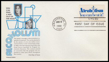 1927 / 18c Alcoholism 1981 Aristocrat Cachets First Day Cover