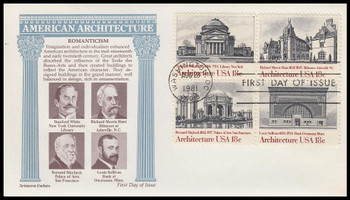 1931a / 18c American Architecture Se-Tenant Block 1981 Aristocrat Cachets First Day Cover