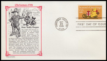 1940 / 20c Teddy Bear and Sleigh 1981 Aristocrat Cachets First Day Cover