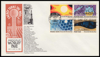 2009a / 20c Knoxville World’s Fair Se-Tenant Block 1982 Aristocrat Cachets First Day Cover