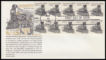 1897a / 2c Locomotives 1870s Strips of 4 Aristocrat Cachets 1982 First Day Cover