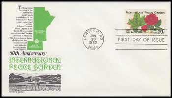 2014 / 20c International Peace Garden 1982 Aristocrat Cachets First Day Cover