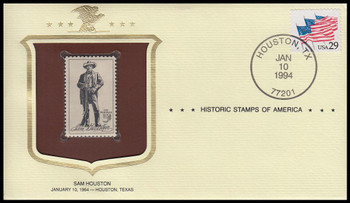 1242 / 5c Sam Houston Encapsulated Stamp PCS Commemorative Cover