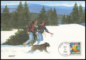 2245 / 22c Village Scene : Christmas Series 1986 Fleetwood First Day of Issue Maximum Card 2245 / 22c Village Scene : Christmas Series 1986 Fleetwood First Day of Issue Maximum Card