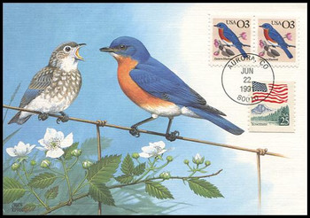 2478 / 3c Eastern Bluebird Flora and Fauna Series  1991 Fleetwood First Day of Issue Maximum Card