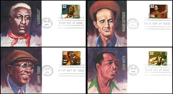 3212 - 3215 / 32c Folk Musicians Set of 4 Fleetwood 1998 First Day Covers