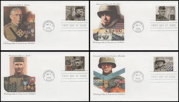 3393 - 3396 / 33c Distinguished American Soldiers Set of 4 Fleetwood 2000 FDCs