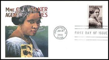 3181 / 32c Madam C.J. Walker : Entrepreneur : Black Heritage Series 1998 Fleetwood First Day Cover