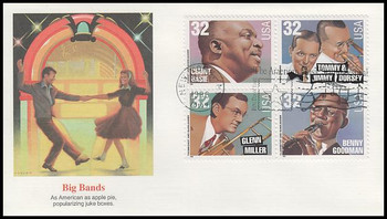 3099a / 32c Big Band Leaders Se-tenant Block Fleetwood 1996 First Day Cover